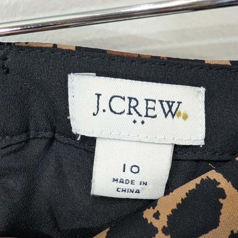 J. Crew Pleated Skirt Animal Print Preppy Modern Timeless Polished - Size 10